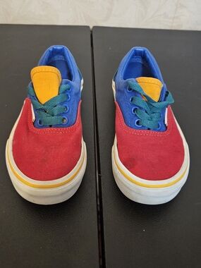 Vans Kids Low-Top Canvas Sneakers - Red, Blue & Yellow